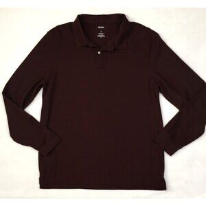 Sonoma Polo Men's L Long Sleeve Pique Shirt Chocolate-Wine Chest 42"